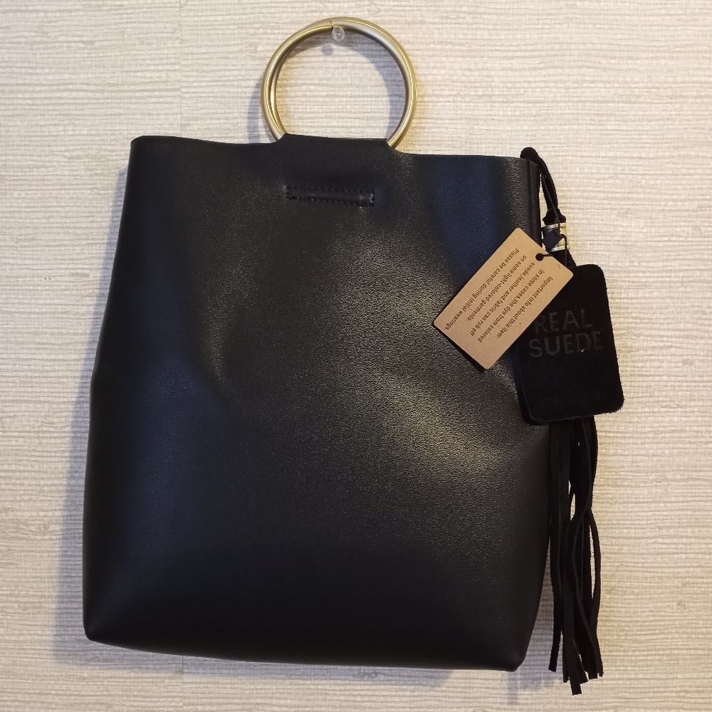 Street Level black suede leather purse handbag